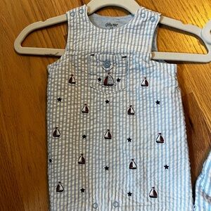 Two boys seersucker onesies